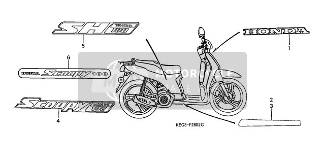 Honda SH100 2001 marchio/Banda (3) 2 per un 2001 Honda SH100